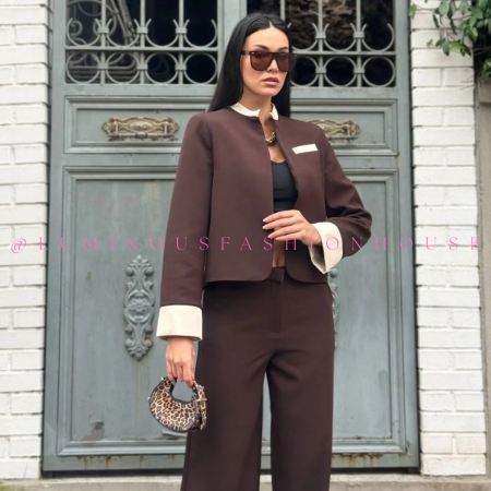 Brown Formal Blazer Set